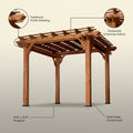 10 Ft. X 10 Ft. Traditional All Cedar Wood Outdoor Patio Pergola Shade Structure
