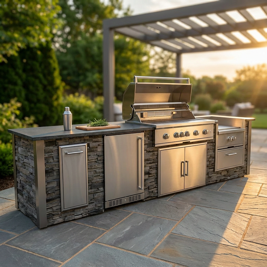Custom Garden Outdoor Modular Kitchen Cabinets Complete Stainless Outdoor Kitchen Sturdy for Patio Commercial Use — Studio Shot