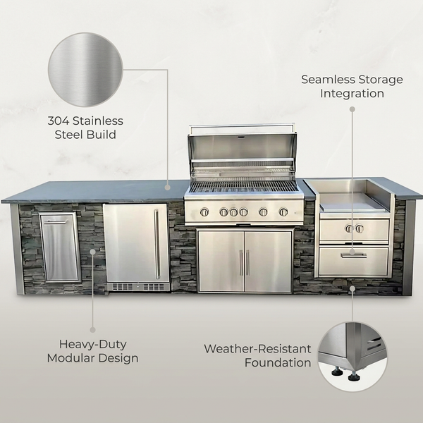 Custom Garden Outdoor Modular Kitchen Cabinets Complete Stainless Outdoor Kitchen Sturdy for Patio Commercial Use