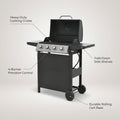 Propane Grill 4 Burner Barbecue Grill Stainless Steel Gas Grill in Black
