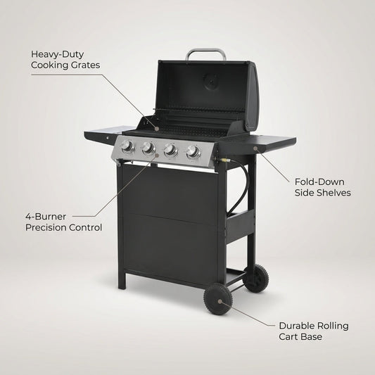Propane Grill 4 Burner Barbecue Grill Stainless Steel Gas Grill in Black — Lifestyle