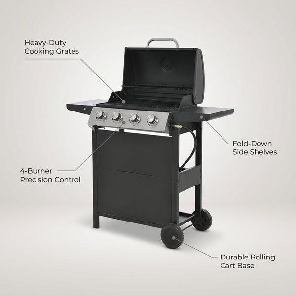 Propane Grill 4 Burner Barbecue Grill Stainless Steel Gas Grill in Black — Lifestyle