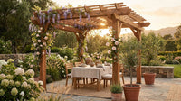 10 Ft. X 10 Ft. Traditional All Cedar Wood Outdoor Patio Pergola Shade Structure — Lifestyle