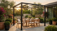 8 Ft. X 8 Ft. Matte Black Aluminum Pergola — Lifestyle